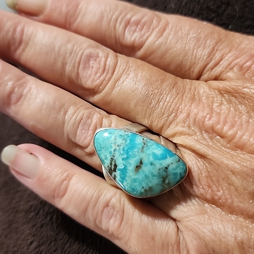Sterling silver Jay King Desert Rose company turquoise ring size 8.5 - Picture 8 of 8